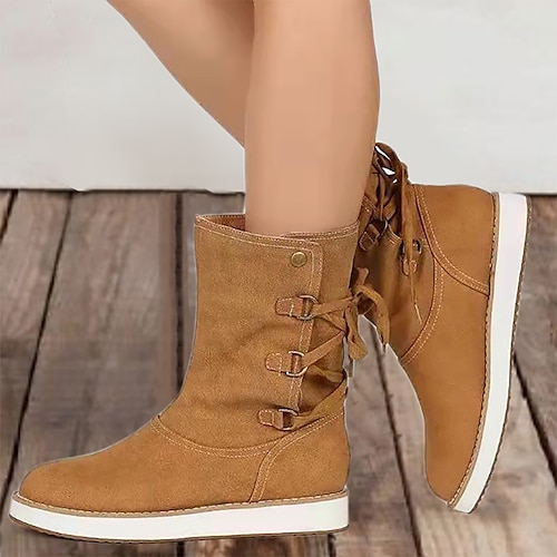 

Mujer Botas Botas con plataforma Tallas Grandes Exterior Diario Botas a media pierna Remache Con Cordón Tacón Cuadrado Dedo redondo Vintage Elegante Sensual Ante Sintético Cordones Color sólido