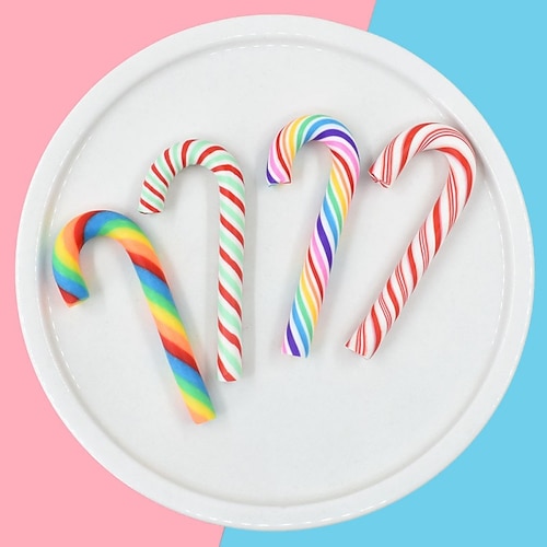 

20 piezas bastón de caramelo color al azar 3 cm accesorios de Navidad muleta de arco iris dulces de Navidad diy pequeña simulación mini muleta muleta de navidad decoración de muleta de santa claus