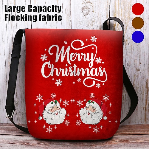 

Mulheres Bolsa crossbody Bolsa de ombro Saco Fofo Poliéster Ao ar livre Natal Diário Estampado Grande Capacidade Leve Durável Letra Personagem Vermelho Azul Marron