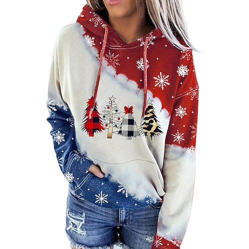 

Weihnachten Weihnachtsstrickjacke Kapuzenshirt Pullover Bedruckt Vordertasche Grafik Kapuzenshirt Für Herren Damen Unisex Erwachsene 3D-Druck 100% Polyester Party Festival