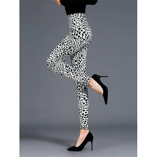 

Women's Leopard Print Leggings Full Length Fashion Sexy Outdoor Street Panther Point Yellow One-Size Fall Winter