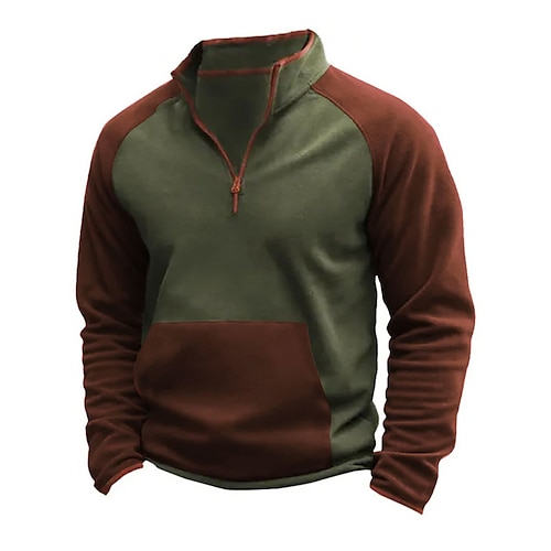 

Hombre Sudadera Sudadera con un cuarto de cremallera Verde Ejército Media cremallera Bloque de color Retazos Deporte Diario Festivos Ropa de calle Básico Casual Primavera Otoño Ropa Sudaderas con