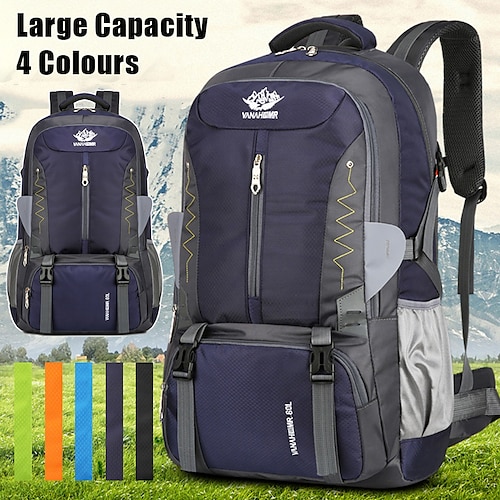 

Men's Backpack School Bag Bookbag Functional Backpack Outdoor Camping Hiking Traveling Color Block Nylon Large Capacity Waterproof Durable Zipper Black Navy Blue Sky Blue