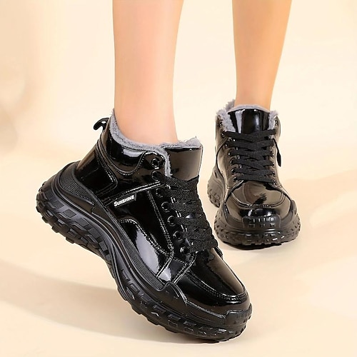 

Femme Basket Bottes Bottes de neige Papa Chaussures du quotidien Doublé en Polaire Bottines Bottines Talon Plat Bout rond Décontractées Minimalisme Course à Pied Marche Polyuréthane Lacet Couleur unie