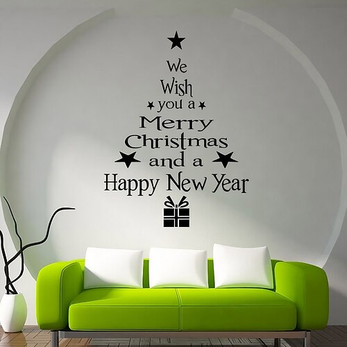 

Christmas Tree Glass Window Background Wall Sticker Pvc Removable