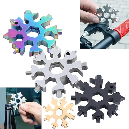 

18-in-1 Snowflake Multi Tool Stainless Steel Snowflake Bottle Opener/Flat Cross Screwdriver Kit/Wrench Durable and Portable to Take Great Christmas gift