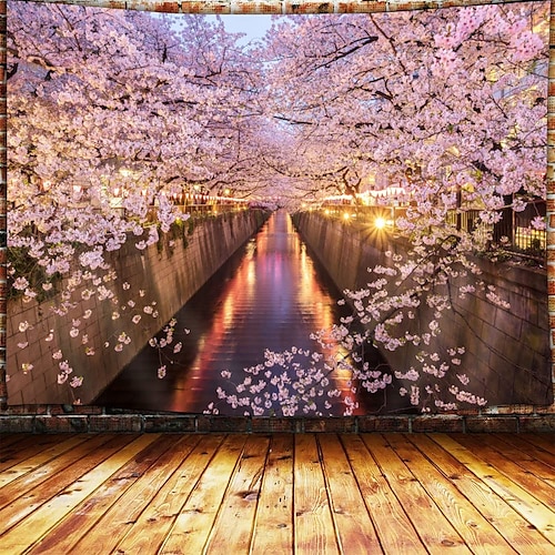 

paisagem flor de cerejeira pendurado tapeçaria arte da parede grande tapeçaria mural decoração fotografia pano de fundo cobertor cortina casa quarto sala de estar decoração