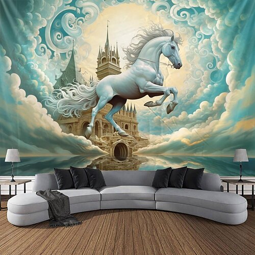 

Fantasy-Pferd-Wunderland-Hängeteppich, Wandkunst, großer Wandteppich, Wanddekoration, Fotografie, Hintergrund, Decke, Vorhang, Zuhause, Schlafzimmer, Wohnzimmer, Dekoration