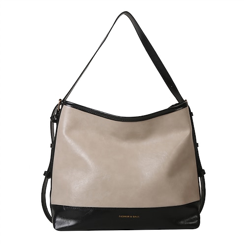 

Mujer Bolsa de hombro Cuero de PU Diario Cremallera Gran Capacidad Ligero Geométrico Negro Beige