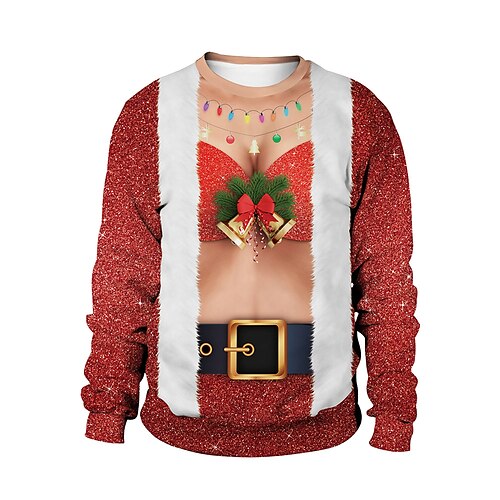 

Weihnachten Weihnachtsstrickjacke Kapuzenshirt Bedruckt Vordertasche Grafik Komisch Kapuzenshirt Für Herren Damen Unisex Erwachsene 3D-Druck 100% Polyester Party