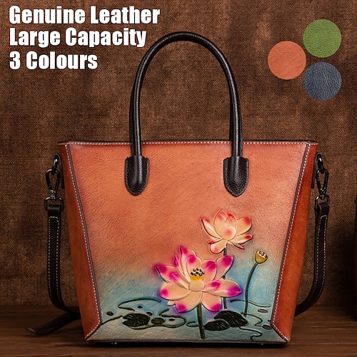 

Mulheres Bolsa de Mão Bolsa crossbody Bolsa de ombro Bolsa Boston Pele Ao ar livre Diário Feriado Ziper Flor Com Relevo Grande Capacidade Prova-de-Água Durável Bloco de cor Flor Preto vintage Verde