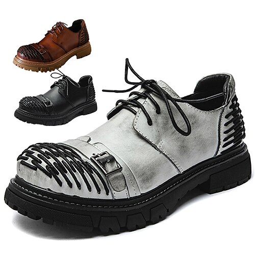 

Homme Oxfords Chaussures décontractées pour hommes Rétro Chaussures faites à la main Randonnée Marche Rétro Vintage Décontractées Extérieur du quotidien Cuir Chaud Augmentation de la hauteur