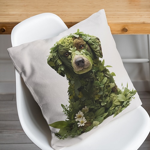 

Capa de almofada dupla face para cachorro floresta, 1 peça, macia, decorativa, quadrada, fronha para quarto, sala de estar, sofá, cadeira