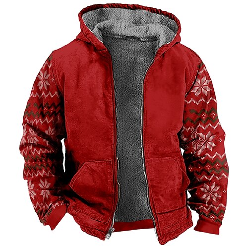 

Noël Pardessus Sweat à capuche zippé Imprime Poche avant Art graphique Pardessus Pour Homme Femme Unisexe Adulte Estampage à chaud 100 % Polyester Soirée