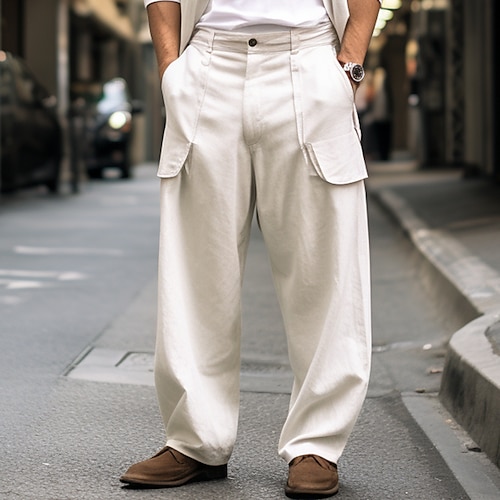 

Hombre Pantalones Chinos pantalones chinos Bolsillo Plano Comodidad Transpirable Exterior Diario Noche Mezcla de Algodón Moda Casual Blanco