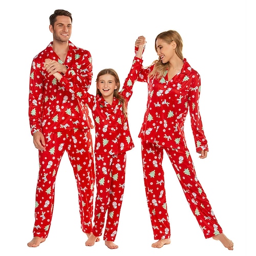 

Papai Noel Rena Pijamas de Natal Familiar Vestuário de Noite Homens Mulheres Para Meninos Para Meninas Roupas combinando para a família Natal Ano Novo Noite de Natal Crianças Adulto Home Wear