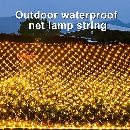 

Weihnachtsdekoration, Netzlicht, Solar-Fernbedienung, wasserdicht, für den Außenbereich, Innenhof, Rasen, Gartendekoration, 1,5 x 1,5 m – 96 LEDs/3 x 2 m – 192 LEDs/6 x 4 m – 672 LEDs, Hochzeit,