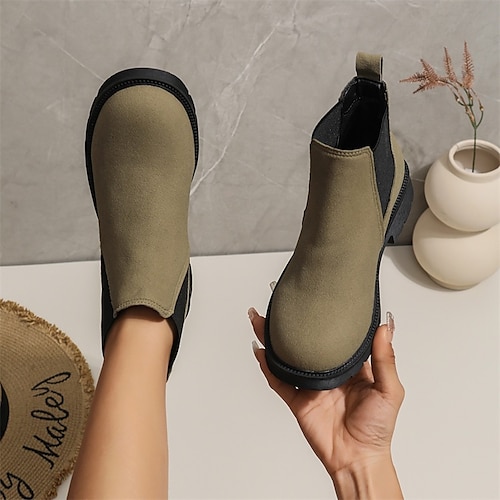 

Mujer Botas Botines chelsea Tallas Grandes Exterior Diario Botines Botines Tacón Cuadrado Dedo redondo Elegante Casual Minimalismo Zapatos de Paseo Ante Sintético Mocasín Color sólido Negro Caqui