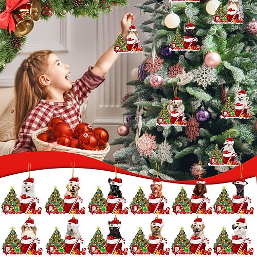 

Christmas Ornament Xmas Tree 2D Acrylic Hanging Pendants Decorative Exquisite Home Farmhouse Party Decor