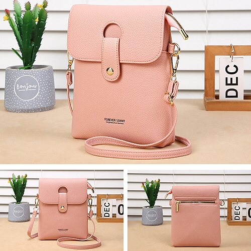 

Women's Crossbody Bag Shoulder Bag Satchel Coin Purse Messenger Bag PU Leather Daily Holiday Zipper Adjustable Waterproof Lightweight Solid Color Black Yellow Pink