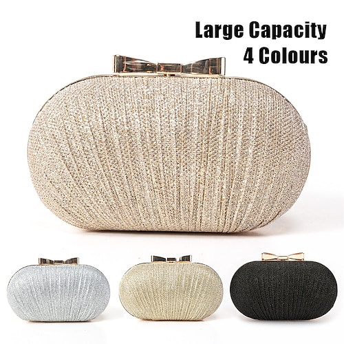 

Damen Clutch Abendtasche Handgelenk-Tasche Polyester Party Festtage Strand Schleife Kette Hohe Kapazität Leichtgewichtig Langlebig Feste Farbe Silber Schwarz Champagner