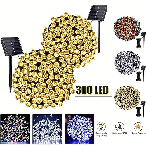 

Solar Christmas Lights, 1000/500/300 LED Solar String Lights Outdoor Waterproof, 8 Modes Solar Lights for Christmas Tree, Halloween, Gardens, Party, Xmas, Outdoors