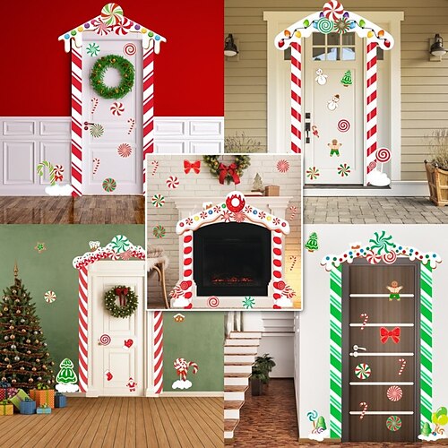 

Pegatinas 3d de Navidad, pegatinas impermeables para puerta, mural de puerta de Navidad, papel tapiz autoadhesivo, pegatina de PVC, calcomanía de pared extraíble para decoración de hogar y oficina