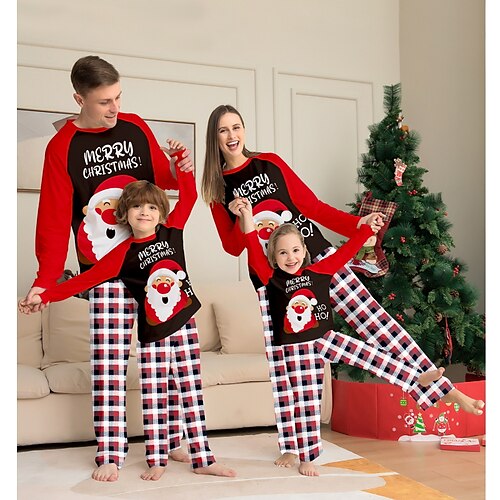 

Famille Noël Pyjamas Graphic Intérieur Imprimer Rouge manche longue Tenues maman et moi Actif Tenues assorties