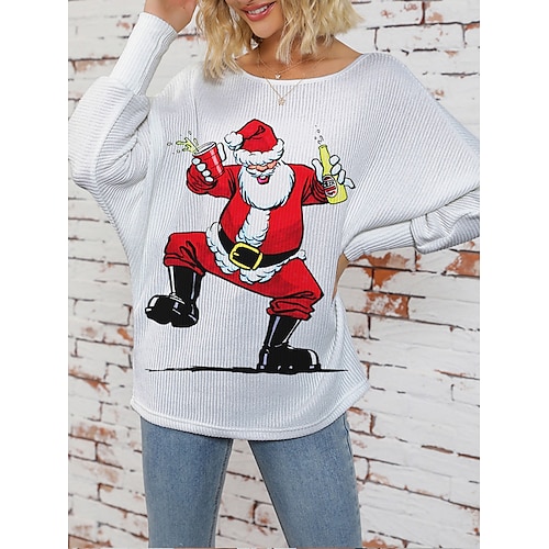 

Damen Hässlicher Weihnachtspullover Pullover Rundhalsausschnitt Gerippt Stricken Polyester Strick Bedruckt Herbst Winter Standard Outdoor Weihnachten Festtage Täglich Stilvoll Brautkleider schlicht