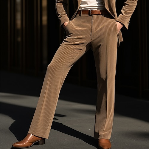 

Homme pantalon de costume Pantalon en Velours Côtelé Pantalon Pantalon de costume Poche avant Jambe droite Plein Confort Entreprise du quotidien Vacances Mode Chic et moderne Noir Marron