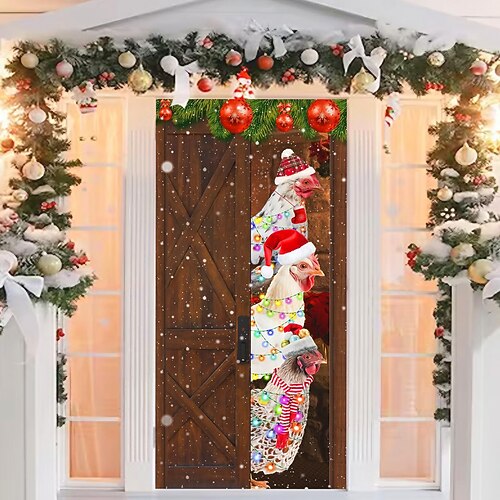 

Christmas Roaster Decorations Ornament Door Covers Door Tapestry Door Curtain Decoration Xmas Backdrop Door Banner for Front Door Christmas Holiday Party Decor Supplies