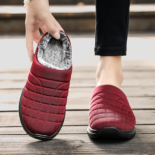 

Femme Mules Mules mocassins Chaussures de confort du quotidien Doublé en Polaire Talon Plat Bout rond Décontractées Confort Satin Mocassins Couleur unie Noir Rouge