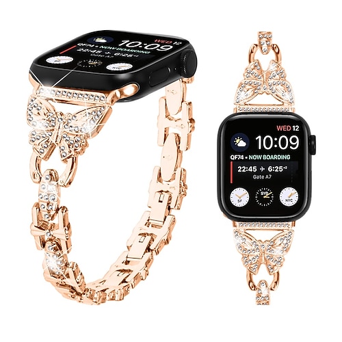 

Jewelry Bracelet Compatible with Apple Watch band 38mm 40mm 41mm 42mm 44mm 45mm 49mm Women Glitter Bling Diamond Alloy Strap Replacement Wristband for iwatch Series Ultra 8 7 SE 6 5 4 3 2 1