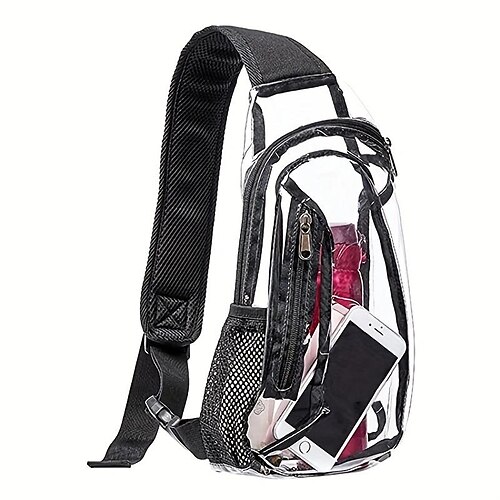 

Bandolera de hombro transparente de PVC, mochila de almacenamiento para viaje al aire libre, bolsa deportiva para gimnasio y fitness