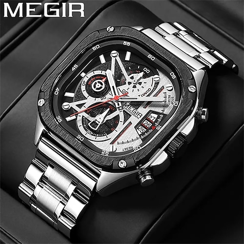 

Megir montre hommes étanche chronographe militaire armée mâle horloge haut marque de luxe bleu original homme sport montre-bracelet cadeau 2217