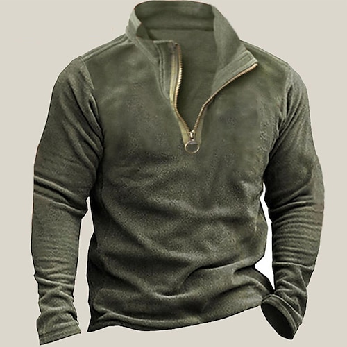 

Men's Sweatshirt Quarter Zip Sweatshirt Army Green Standing Collar Color Block Patchwork Sports Outdoor Daily Holiday Basic Casual Tactical Spring Fall Clothing Apparel Hoodies Sweatshirts