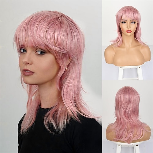 

corte de cabelo curto tainha pixie com franja em camadas perucas de tainha desgrenhada para mulheres dos anos 70 e 80 peruca curta em camadas shag corte pixie peruca sintética de corte de lobo peruca