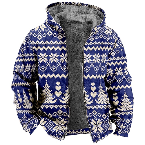 

Weihnachten Oberbekleidung Hoodie mit Reißverschluss Bedruckt Vordertasche Grafik Oberbekleidung Für Herren Damen Unisex Erwachsene Heißprägen 100% Polyester Party