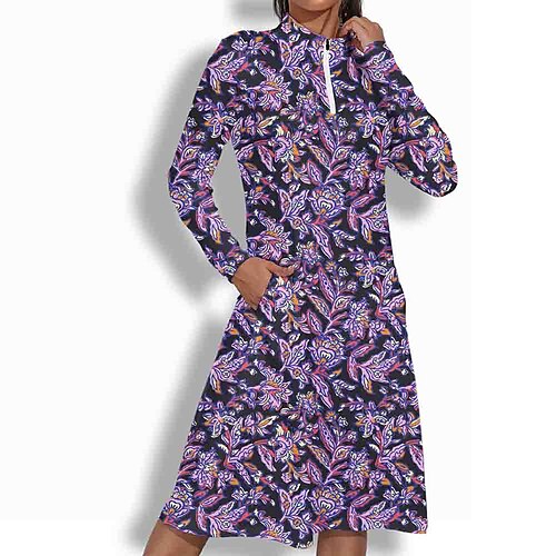 

Mujer Vestido de tenis vestido de golf Transpirable Secado rápido Dispersor de humedad Manga Larga Traje de tenis Ropa de tenis 1/4 cremallera Cuello alto Floral Primavera Otoño Tenis Golf pepinillo