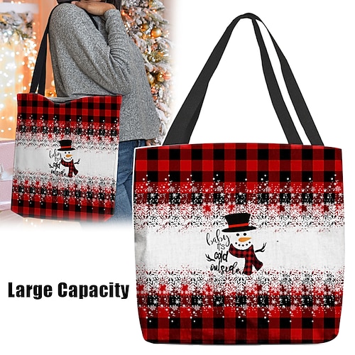 

Mujer Bolso Tote Bolsa de hombro Bolsa de lona Poliéster Exterior Navidad De Compras Impresión Gran Capacidad Plegable Ligero Personajes Rojo