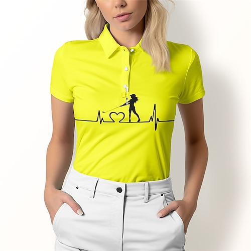 

Damen poloshirt Golfhemd Geknöpftes Poloshirt Atmungsaktiv Schnelltrocknend Feuchtigkeitsableitung Kurzarm Golfbekleidung Golfkleidung Regular Fit Bedruckt Sommer Tennis Golfspiel Pickleball