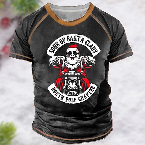 

Christmas T Shirt Men's Unisex T shirt Tee Funny T Shirts Santa Claus Graphic Prints Ugly Christmas Crew Neck Black and Red WhiteRed Black Wine Blue 3D Print Outdoor Christmas Short Sleeve Print