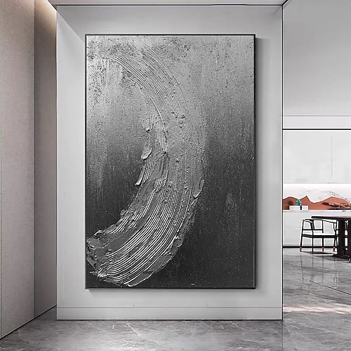  Handgefertigtes, rein schwarzes Strukturgemälde, handgemaltes Ölgemälde, Wandkunst, großes Gemälde, Spachtel, abstraktes Gemälde, handgemalte Acrylgemälde, Dekor, gerollte Leinwand