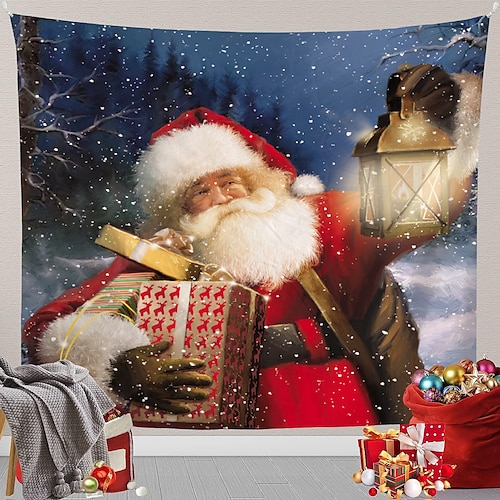 

Navidad santa colgante tapiz arte de la pared gran tapiz de Navidad decoración mural fotografía telón de fondo manta cortina hogar dormitorio sala de estar decoración