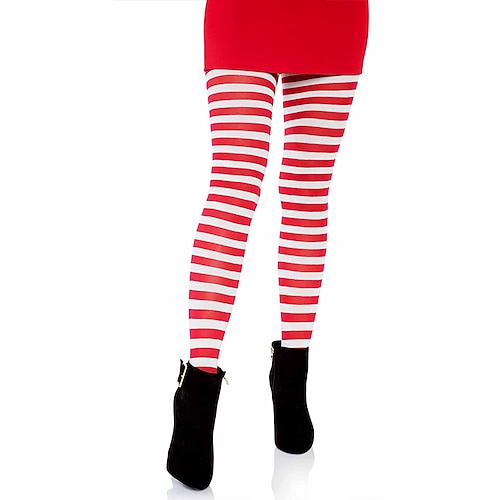 

Women's Nylon Striped Tights Santa Claus Elf Long Stockings Christmas Socks Women's Christmas Christmas Eve Accessories