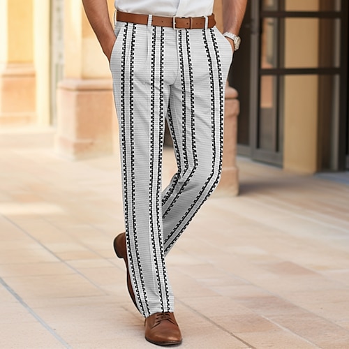 

Men's Dress Pants Trousers Casual Pants Front Pocket Stripe Comfort Business Daily Holiday Fashion Chic Modern Black White