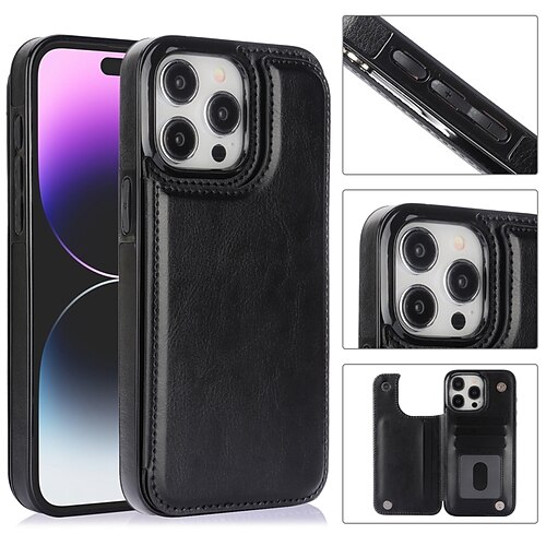 

téléphone Coque Pour iPhone 15 Pro Max Plus iPhone 14 13 12 11 Pro Max Mini SE X XR XS Max 8 7 Plus Portefeuille Avec Support Magnétique Fente pour carte TPU faux cuir