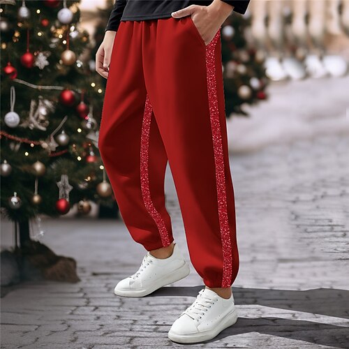 

Hombre Pantalones de Deporte Persona que practica jogging Pantalones Retazos Correa Cintura elástica Bloque de color Comodidad Transpirable Navidad Casual Diario Deportes Moda Negro Blanco