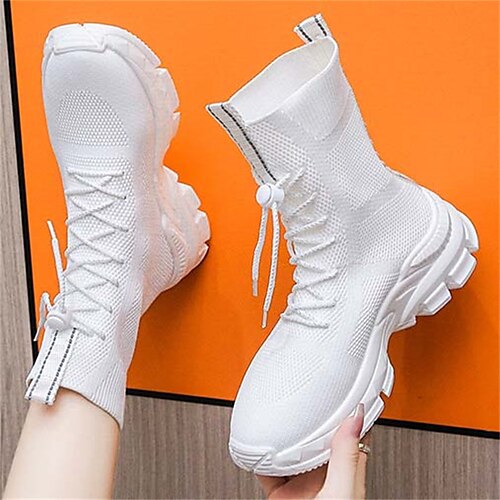

Damen Turnschuhe Stiefel Plateaustiefel Sockenstiefel Übergrössen Outdoor Täglich Stiefeletten Stiefeletten Plattform Runde Zehe Brautkleider schlicht Minimalismus Fliegendes Weben Halbschuhe Feste