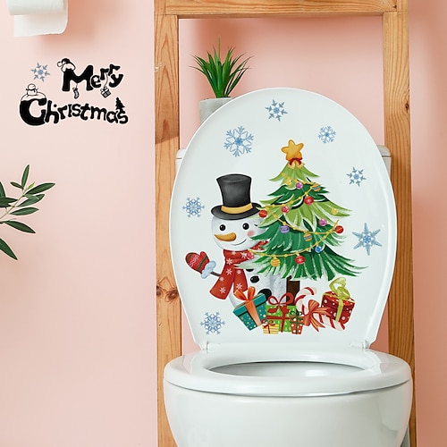 

1 x Weihnachts-Toilettenaufkleber, fröhliches Weihnachtsbaum-Elch-Muster, Weihnachtsbaum-Toilettendeckel-Abdeckungsaufkleber, abnehmbarer Weihnachtsdekor-Aufkleber, Weihnachtsdekoration,